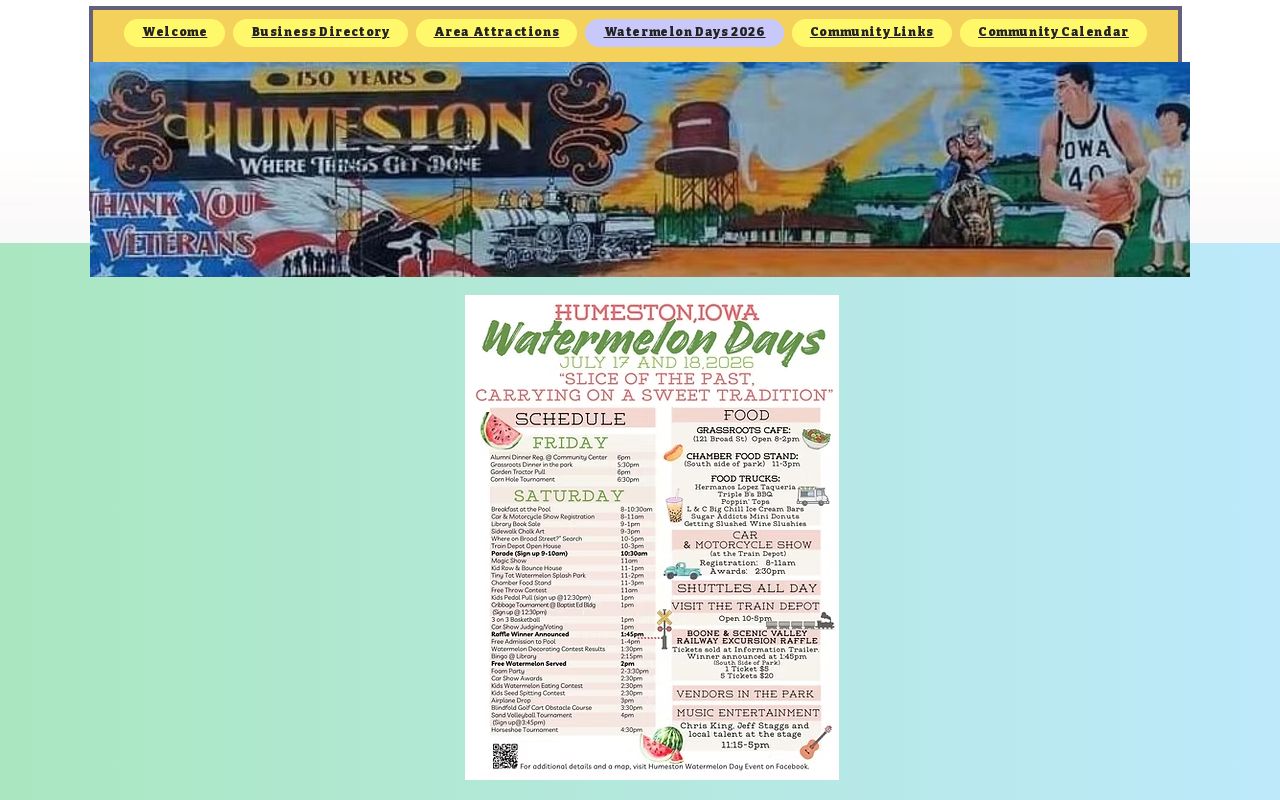 Official Humeston city website showing local civic information